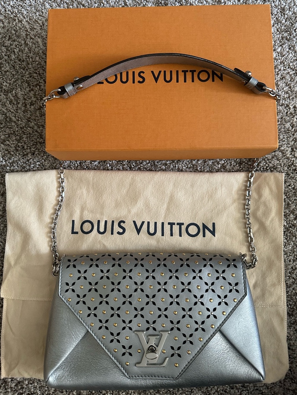 Louis Vuitton Love Note Studded Perforated Leather Clutch/Shoulder Bag; - Picture 1 of 10